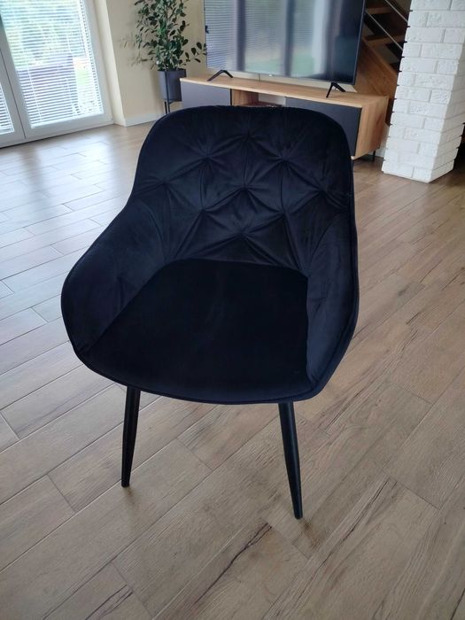 Fotel Krzesło do jadalni Dankor Design Velve welur czarny 6 szt.