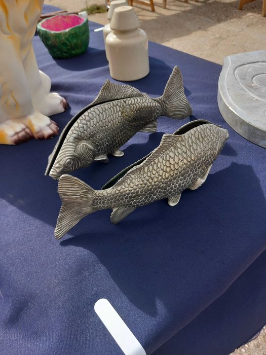 Conjunto porta-guardanapos/letras, carpa koi, banhado, modelo italiano