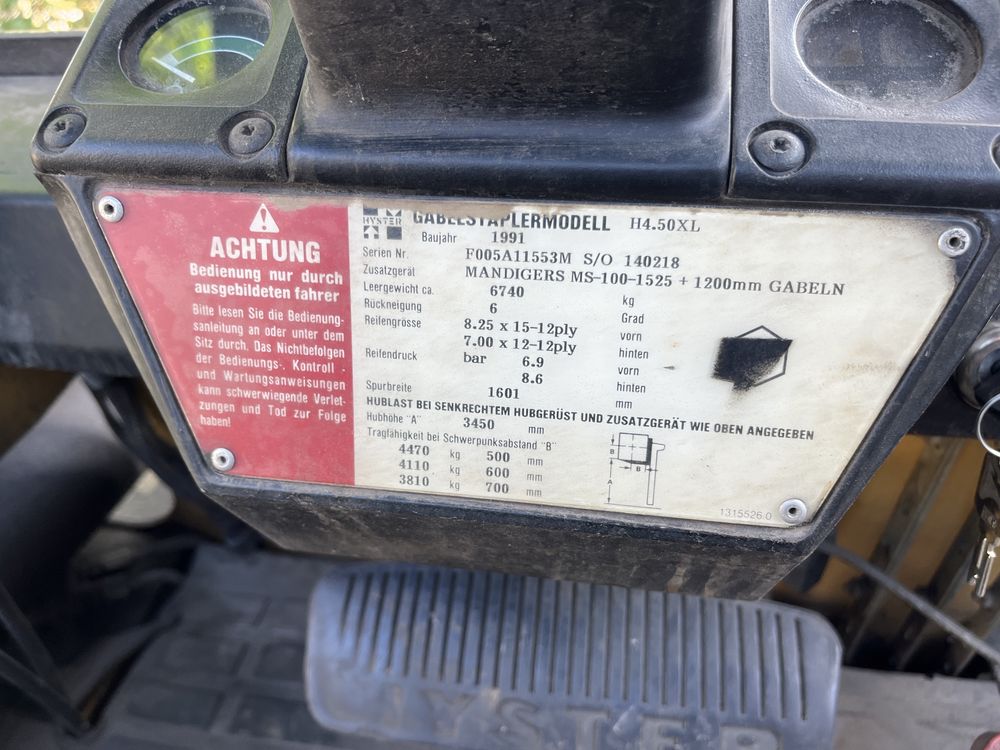 Wózek widłowy Hyster H4.50XL, Diesel, 250 mtg ! Udźwig 4.5 T !