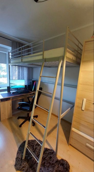 Łóżko piętrowe na antresoli IKEA z materacem bdb stan