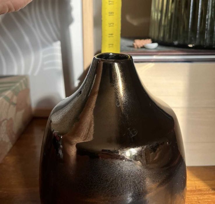 Wazon na kwiaty ceramiczny złoty czarny glamour szkliwiony unikalny