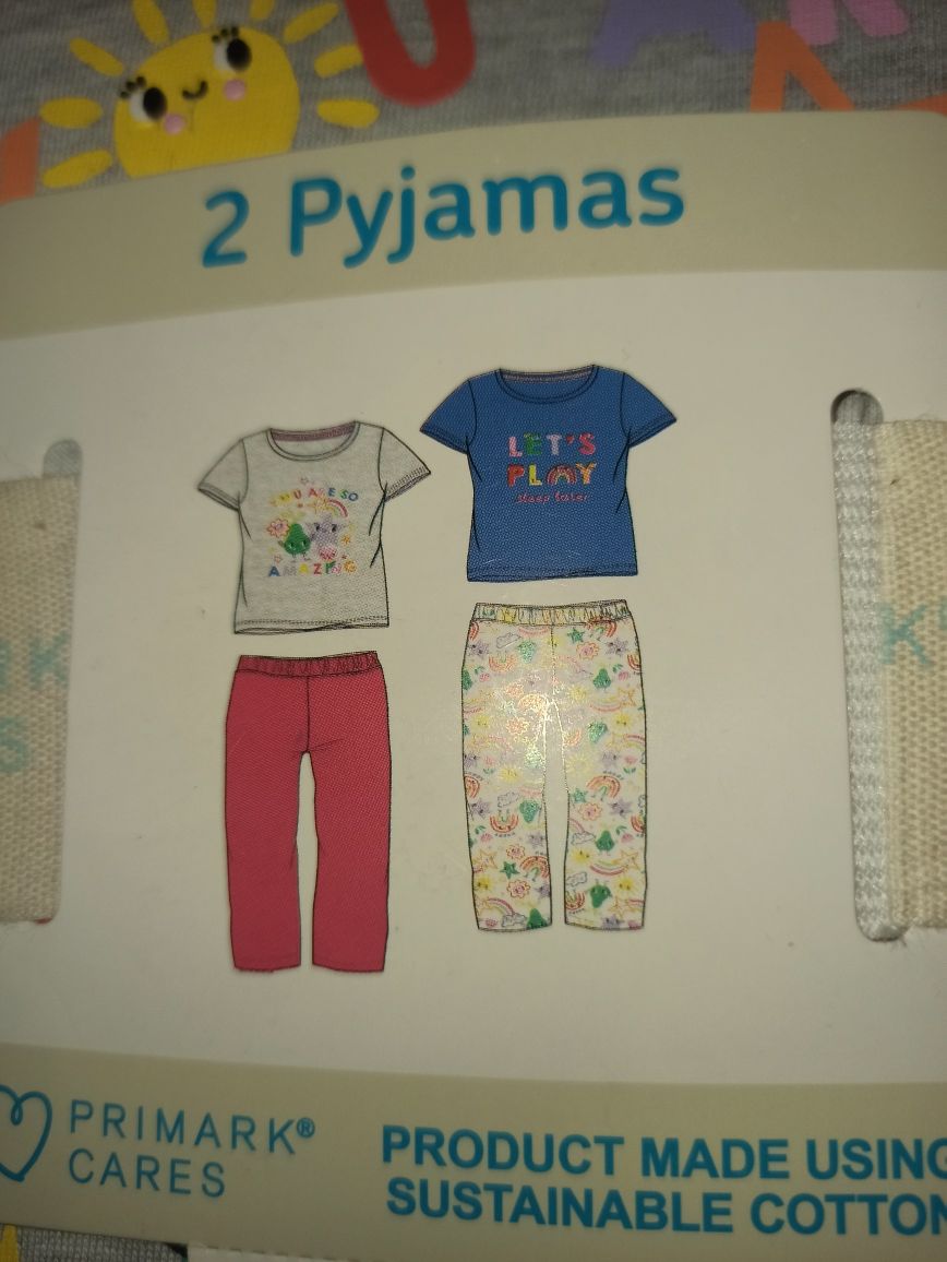 Nowy dwupak piżamek Primark dla dziewczynki 92cm
