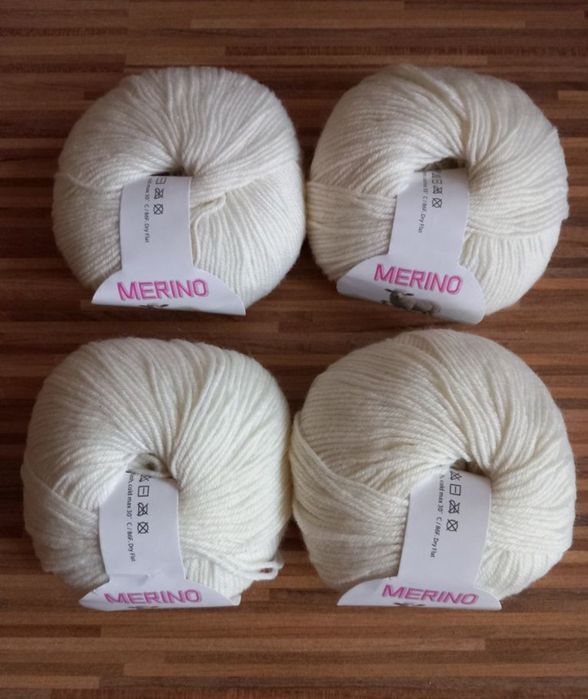 Włóczka merino 100% ecru, mleczny, kremowy