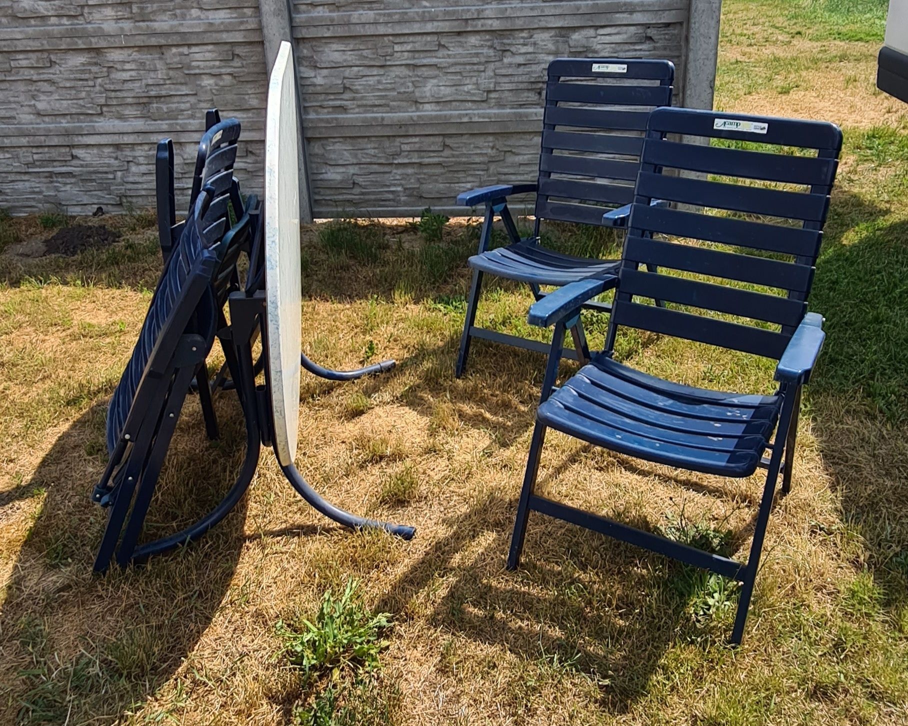 Zestaw ogrodowy 4 krzesłł fotele składane regulowane oparcie i stół
