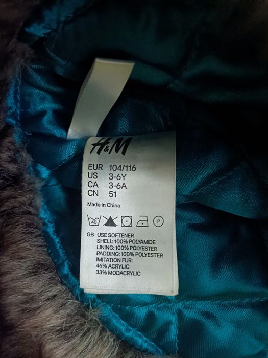 Czapka zimowa H&M 104 116 pilota uszatka futerko