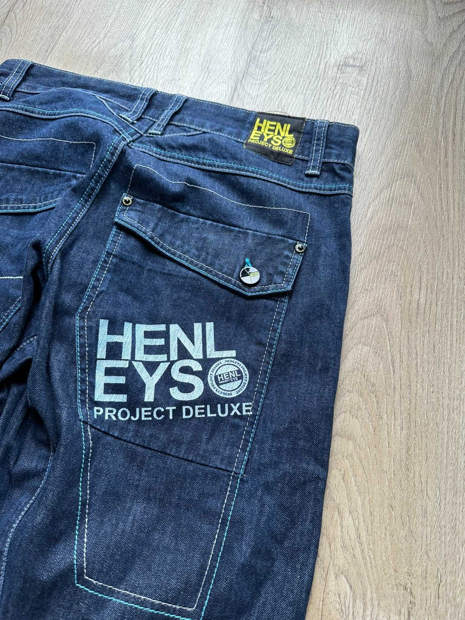 spodnie Henleys Project Deluxe – jeansy baggy z logo, ciemny denim