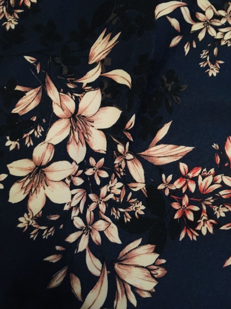 Granatowa koszulka new look kwiaty vintage