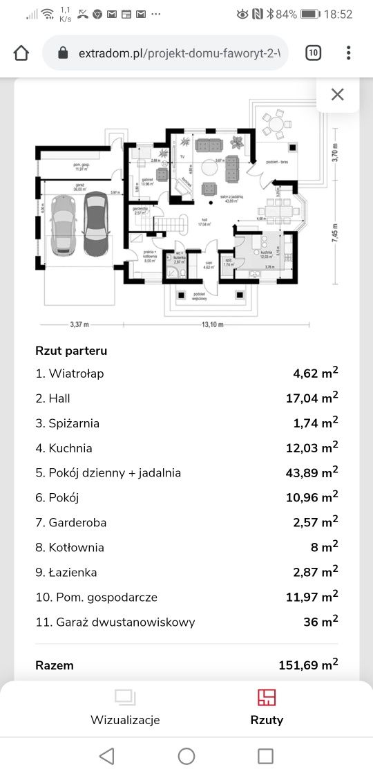 Nowy projekt domu Faworyt2 188m2 pracowni mgprojekt z dodatkami.