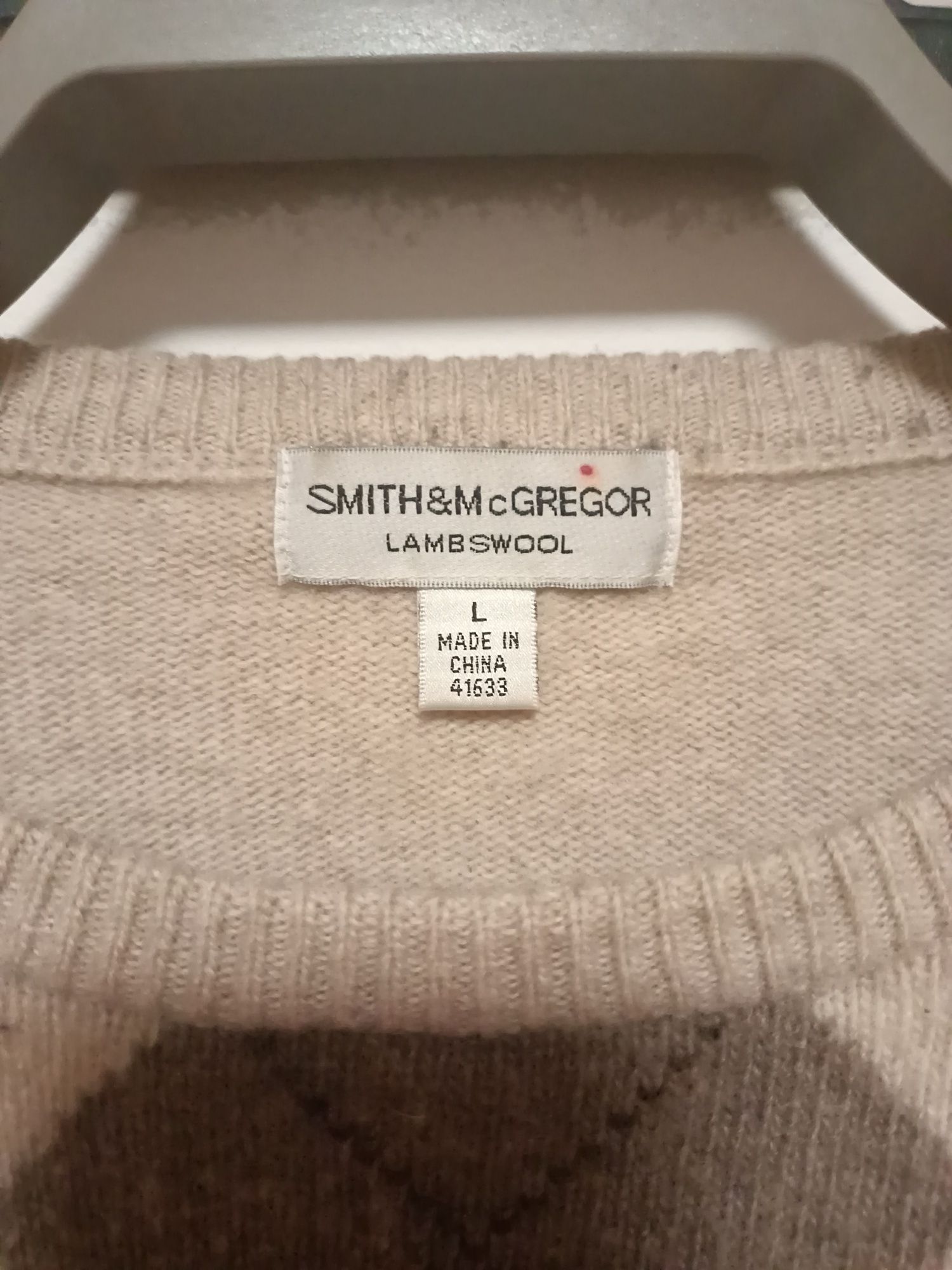 Sweter wełniany lambswool vintage w romby