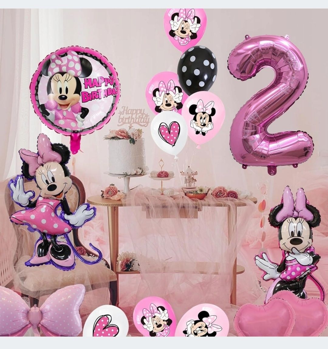 Duży zestaw dekoracje urodzinowe balony 2 urodziny Myszka Minnie B247