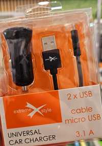 Ładowarka samochodowa Micro USB 3.1A 2.1A Extreme Style Nowa