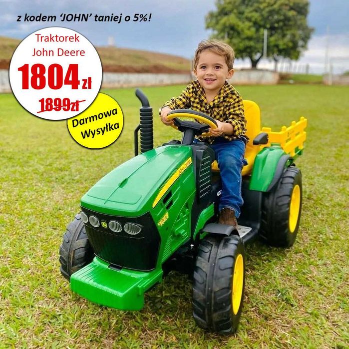 PROMO! JOHN DEERE Ground Force traktorek na akumulator dla dzieci