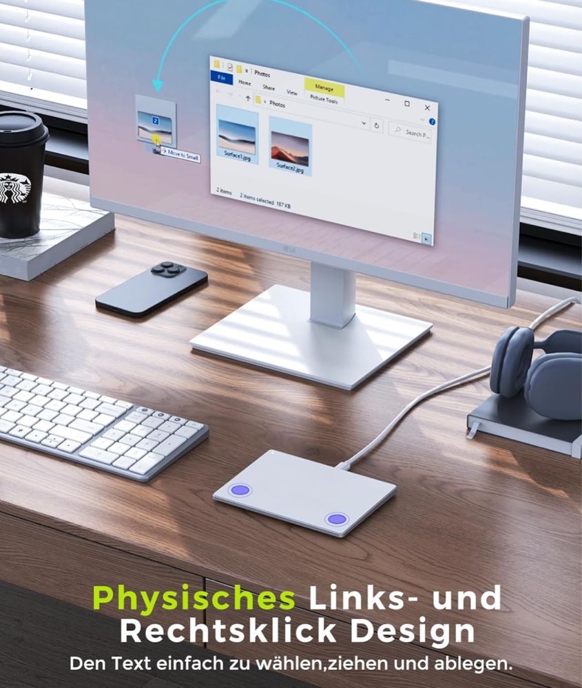 seenda Touchpad do komputera, zewnętrzny aluminiowy Multi-Touch