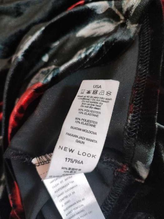 Welurowa sukienka kwiaty róże New Look L/XL