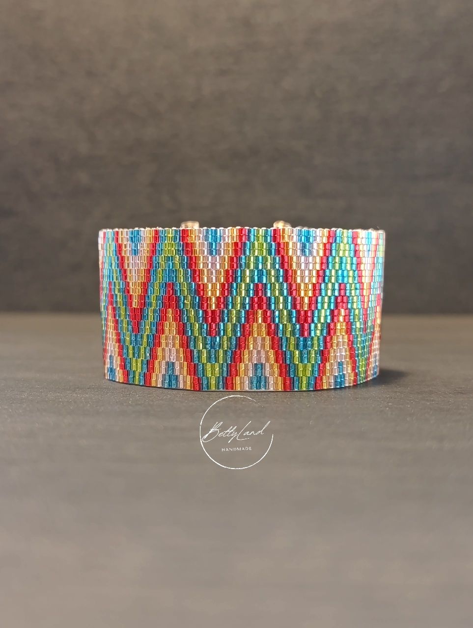 Szeroka, kolorowa bransoletka z koralików - handmade