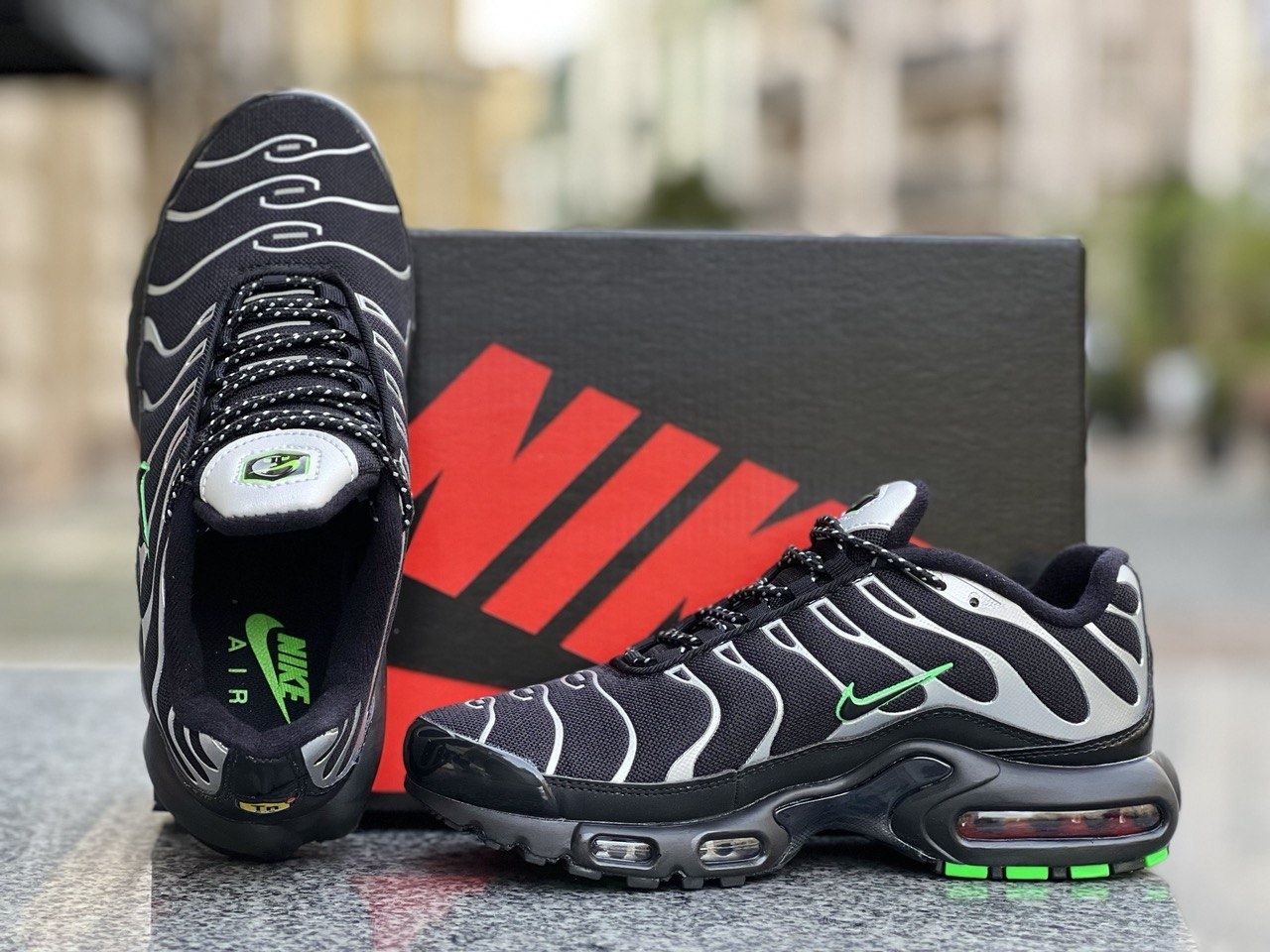 ТОП ПРОДАЖ! Air Max Plus TN Black Silver Green 41 42 44 45