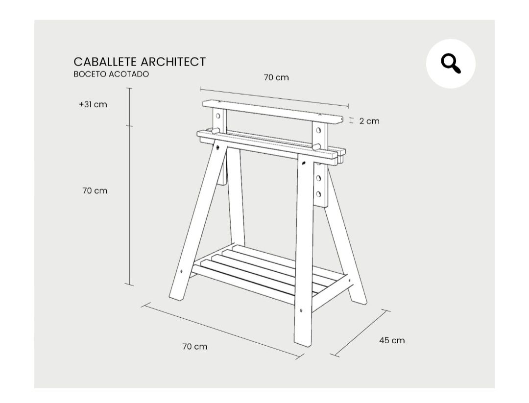 Mesa de vidro com cavalete