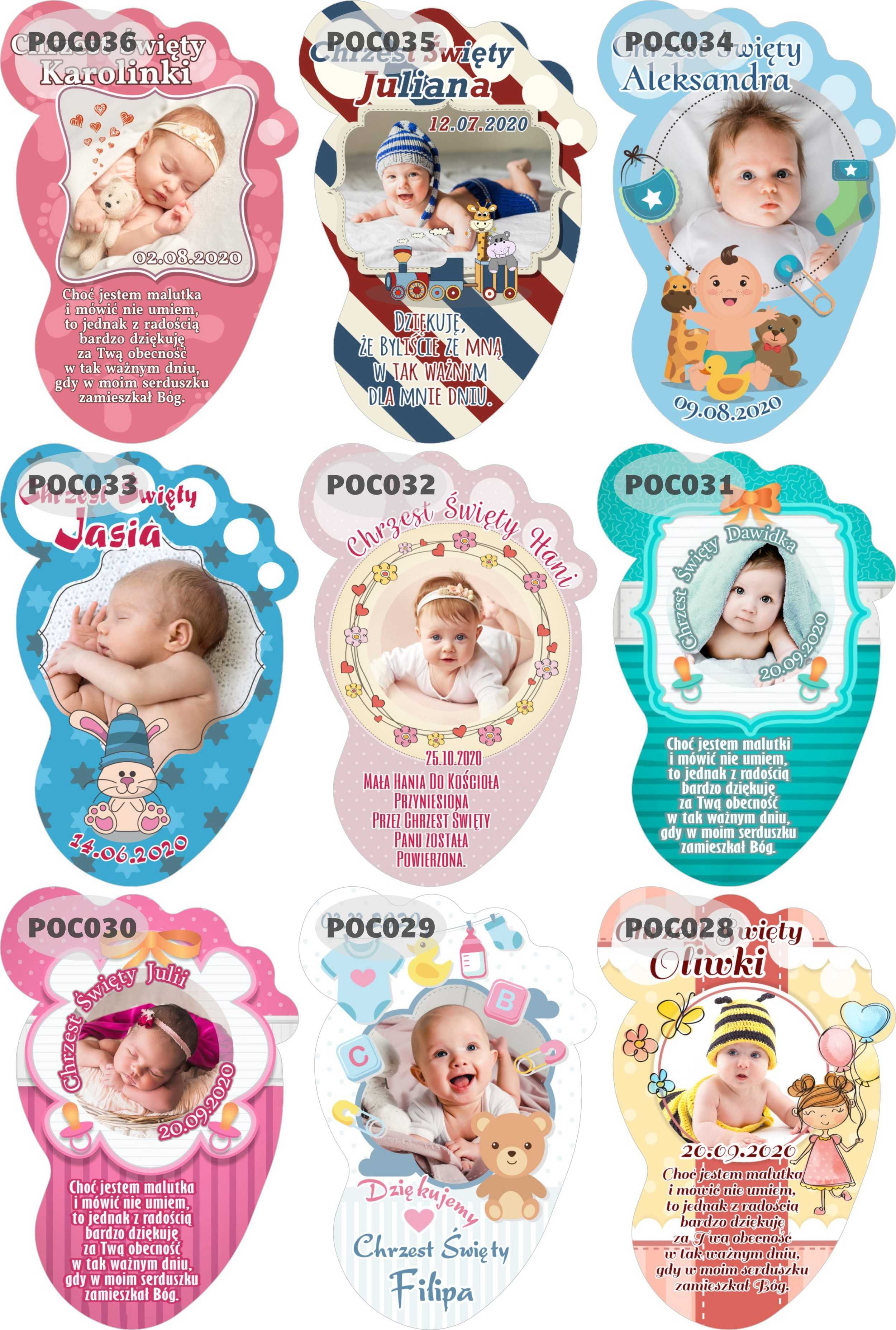 Magnes Stópka personalizowane podziękowania dla gości Chrzest Roczek