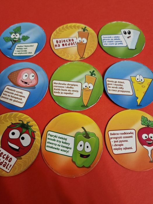 Magnesy na lodówkę dla dzieci 9 sztuk warzywa  .STARE Czasy.