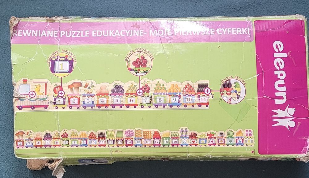 Drewniane puzzle edukacyjne cyferki Elefun