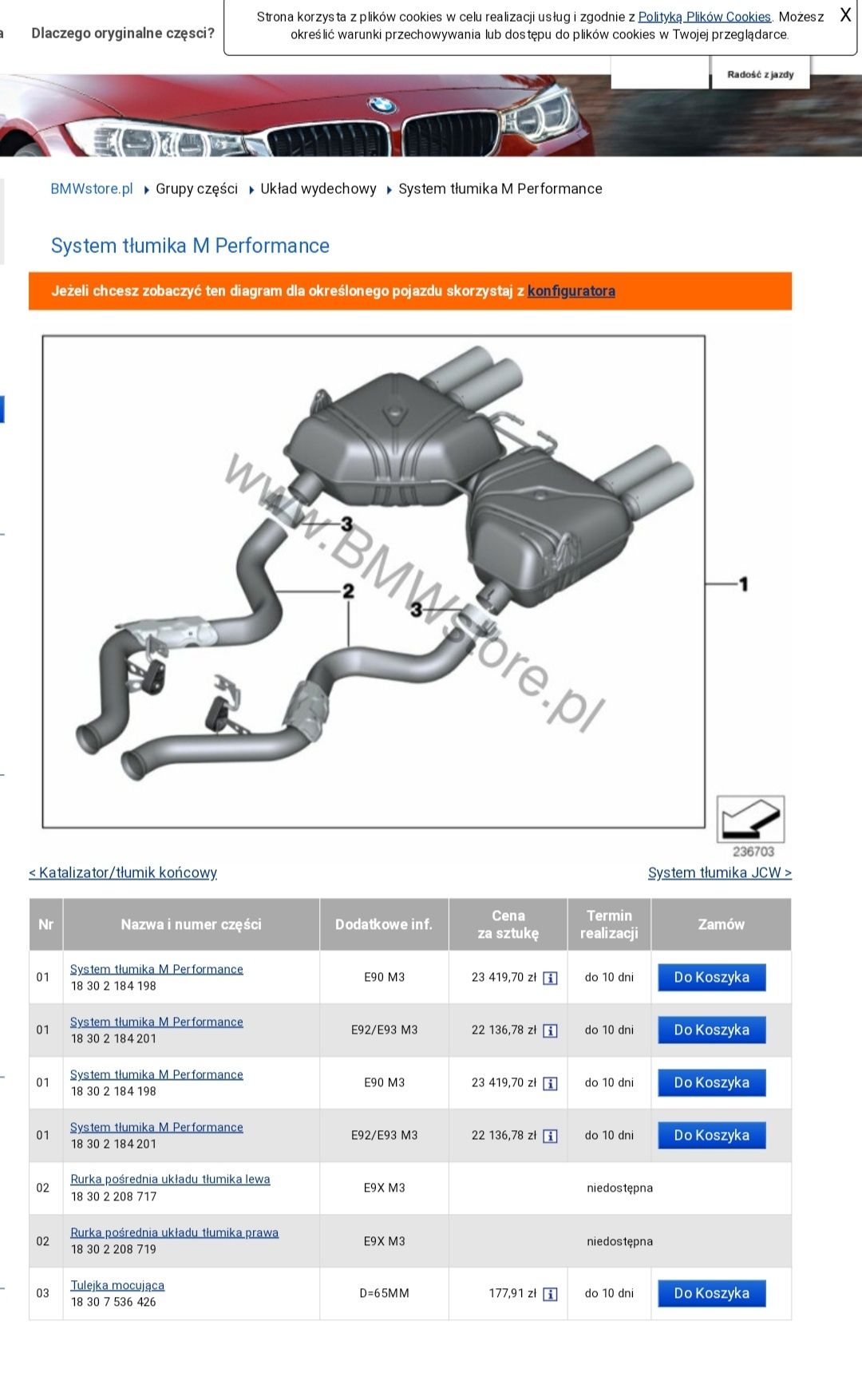 Tłumik wydech BMW E92 M3 V8 M Performance