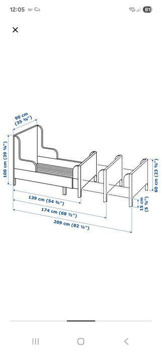 Łóżko dziecięce busunge ikea rosnące z dzieckiem