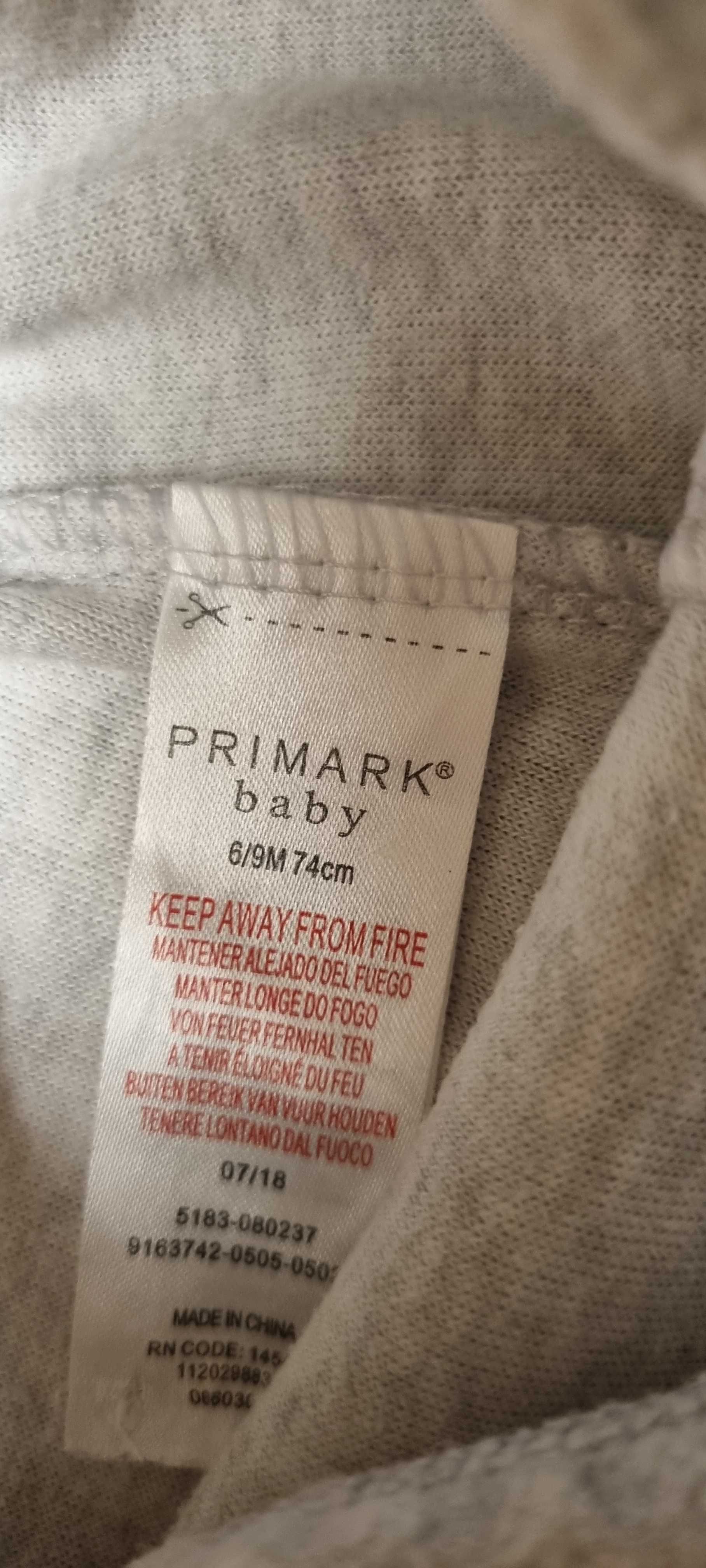 Śpiochy pół śpioszki szare 74 ciepłe pluszowe na zimę Primark