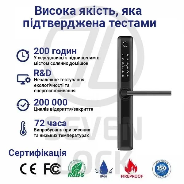 Seven Lock SL-7762B Smart TTLock відбиток карта код телефон WiFi опція