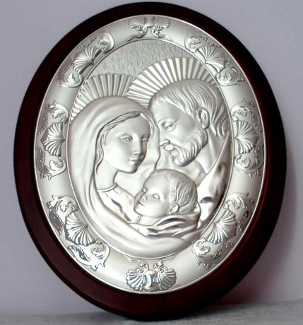 Серебряная икона Святое Семейство 35 x 45 см  (Италия)