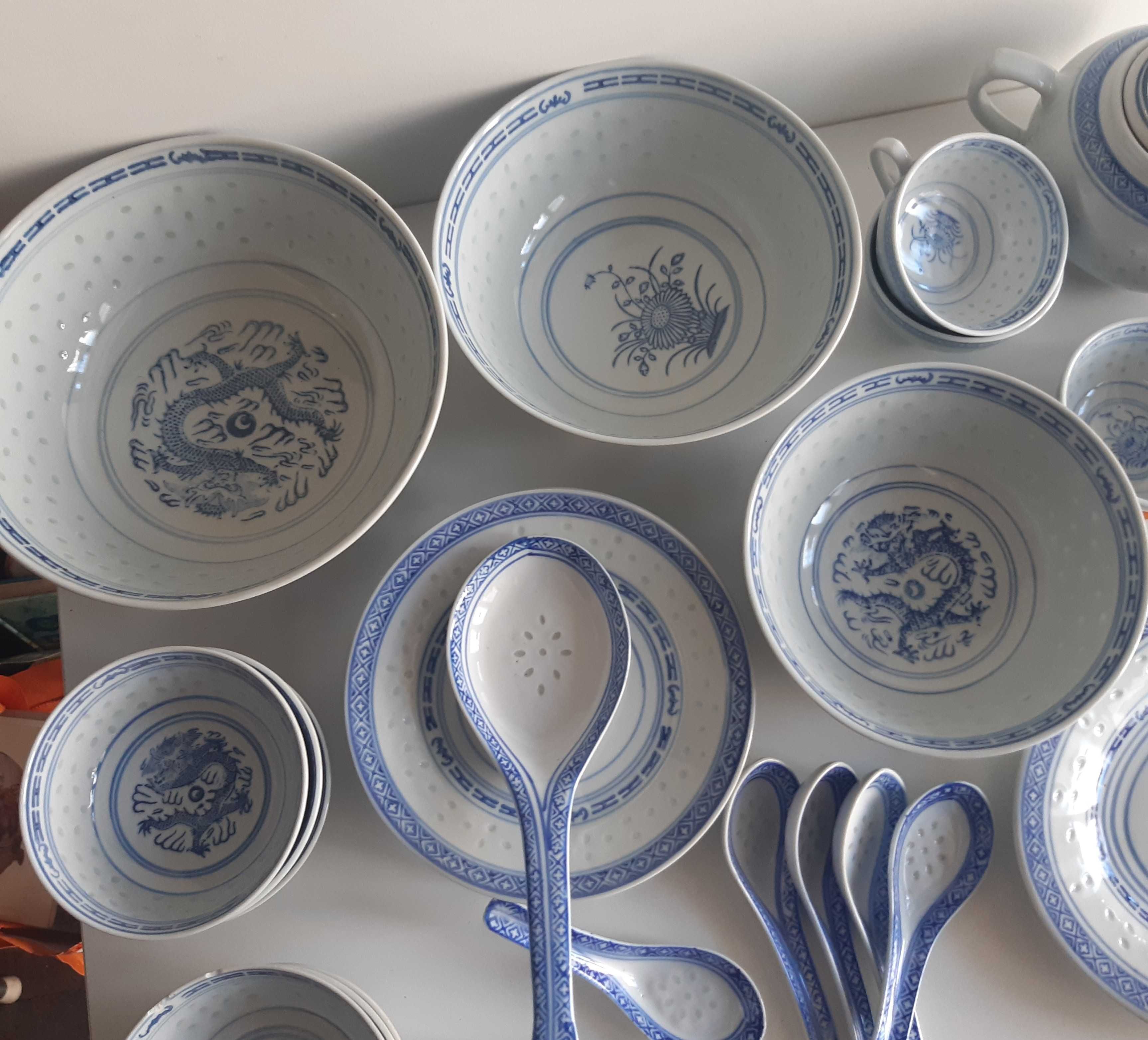 Retro Antigo 28 Peças Loiça Porcelana Chinesa Serviço Bago de Arroz