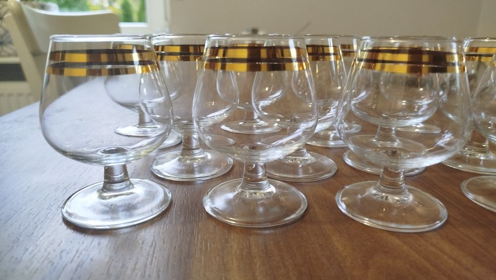 Koniakówki Kieliszki Pozłacane PRL 12 sztuk