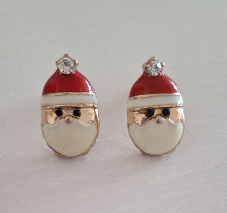 Świąteczne bożonarodzeniowe kolczyki Mikołaje