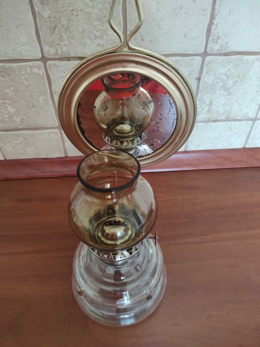 Lampa naftowa z lusterkiem lata 50-60 XX wiek