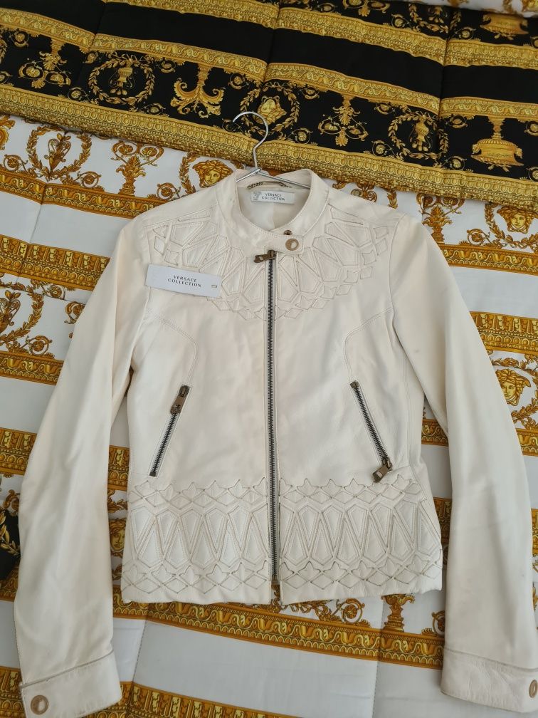 Casaco Versace Collection Original em Pele branco