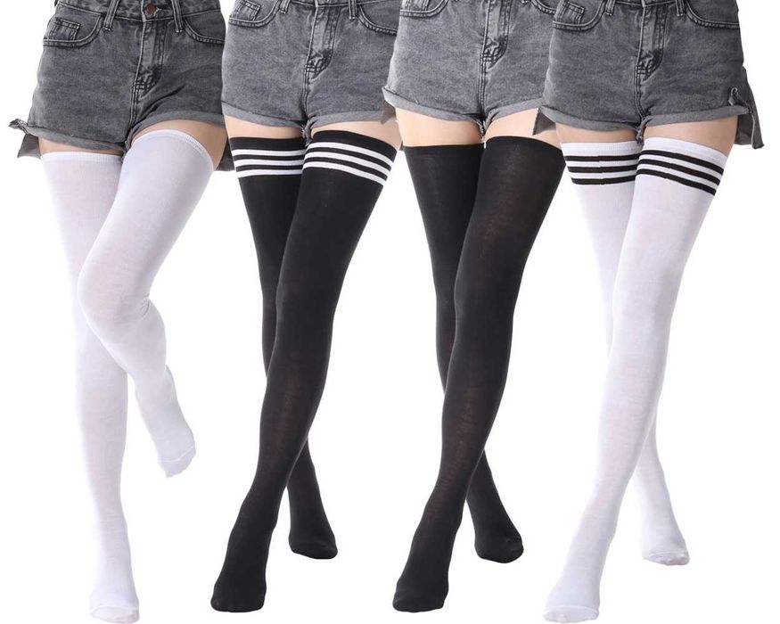 Гольфи для високих дівчат бавовняні дуже довгі панчохи чорні заколінки