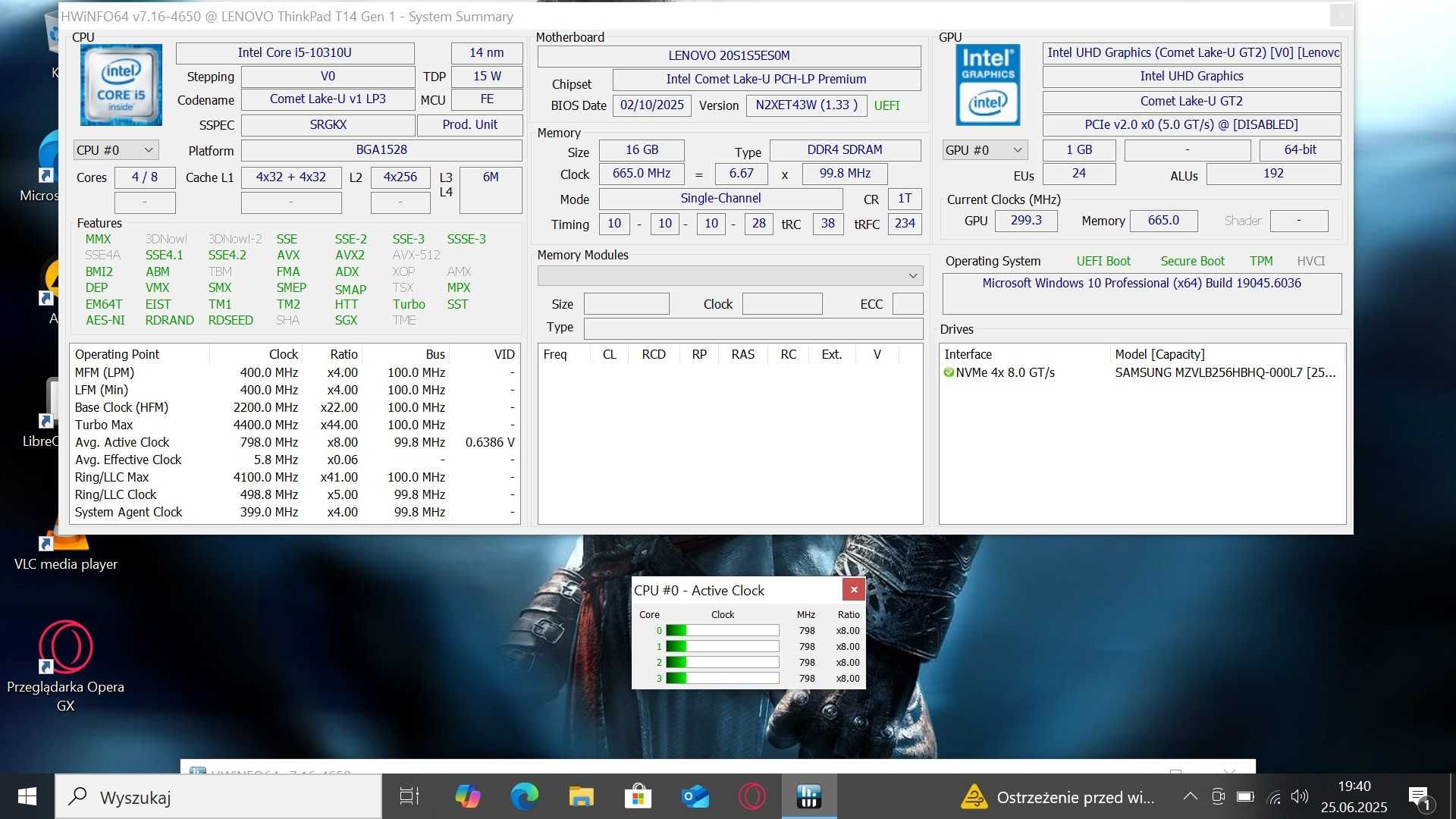 Mocny ThinkPad T14 IntelCore i5-10th/16GbDDR/256 SSDNVMe/Bateria4H