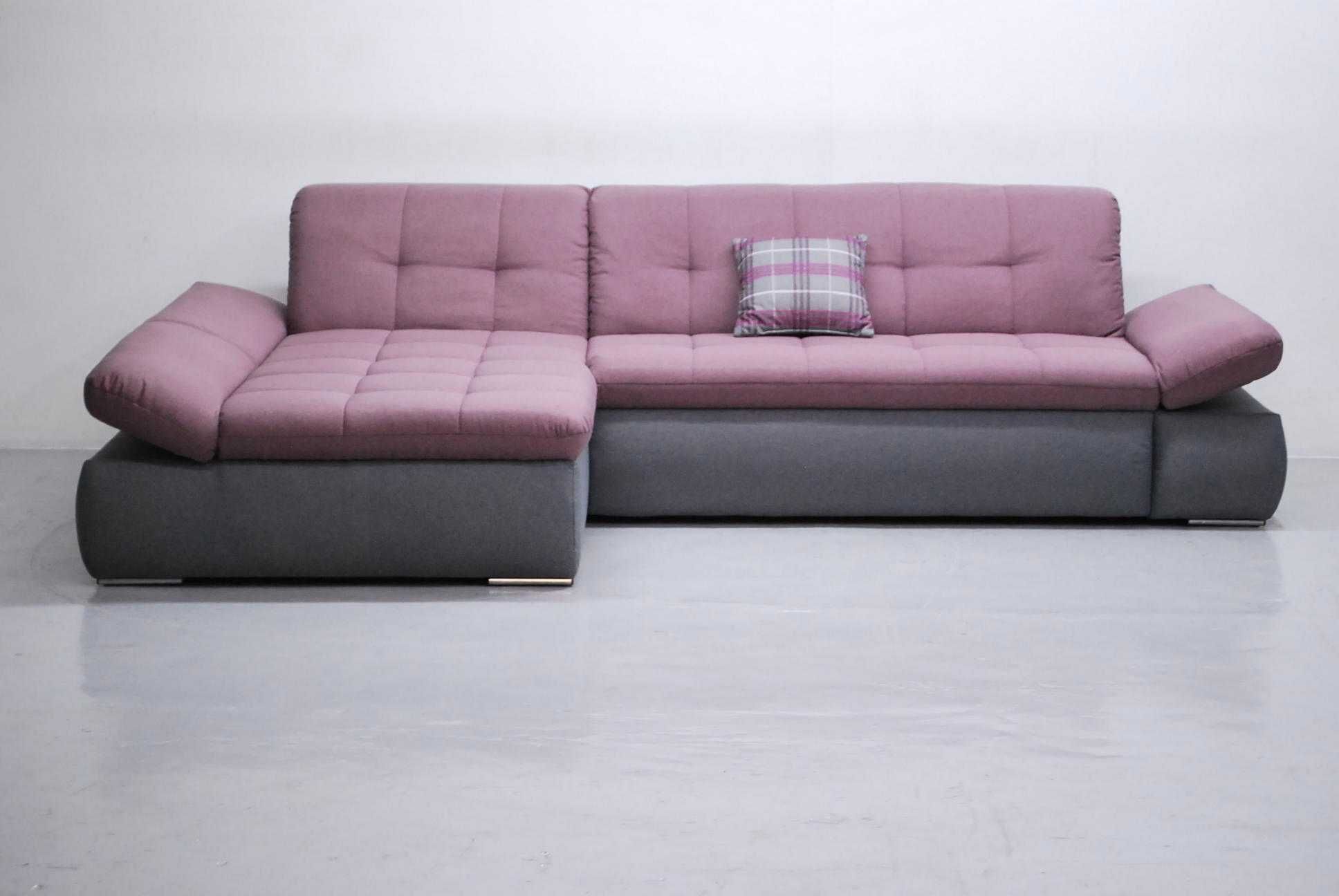 RYK nowoczesny narożnik z funkcja spania, rogówka, sofa wrzosowy
