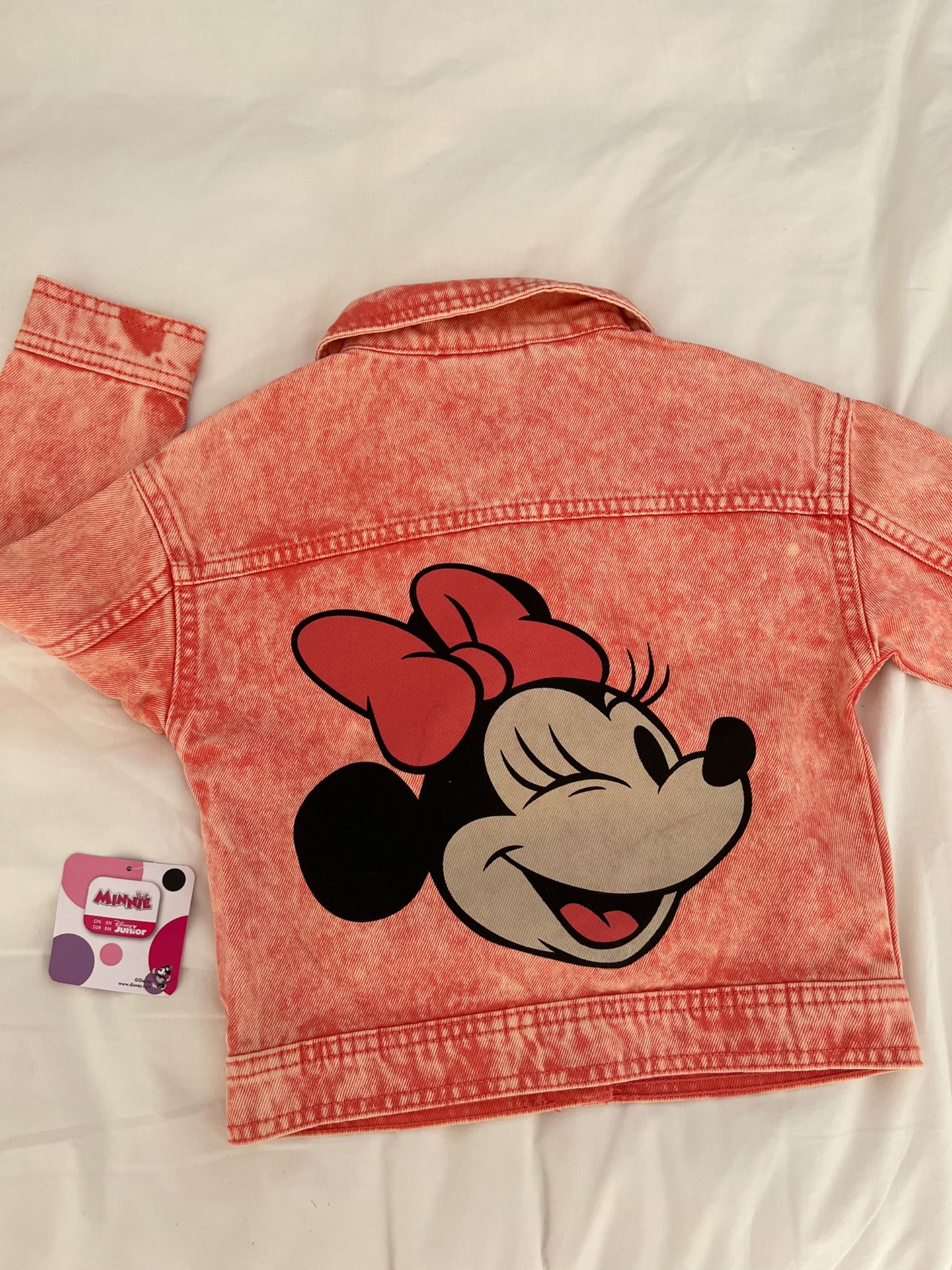 Casaco de ganga cor de rosa com tshirt da Minnie Mouse