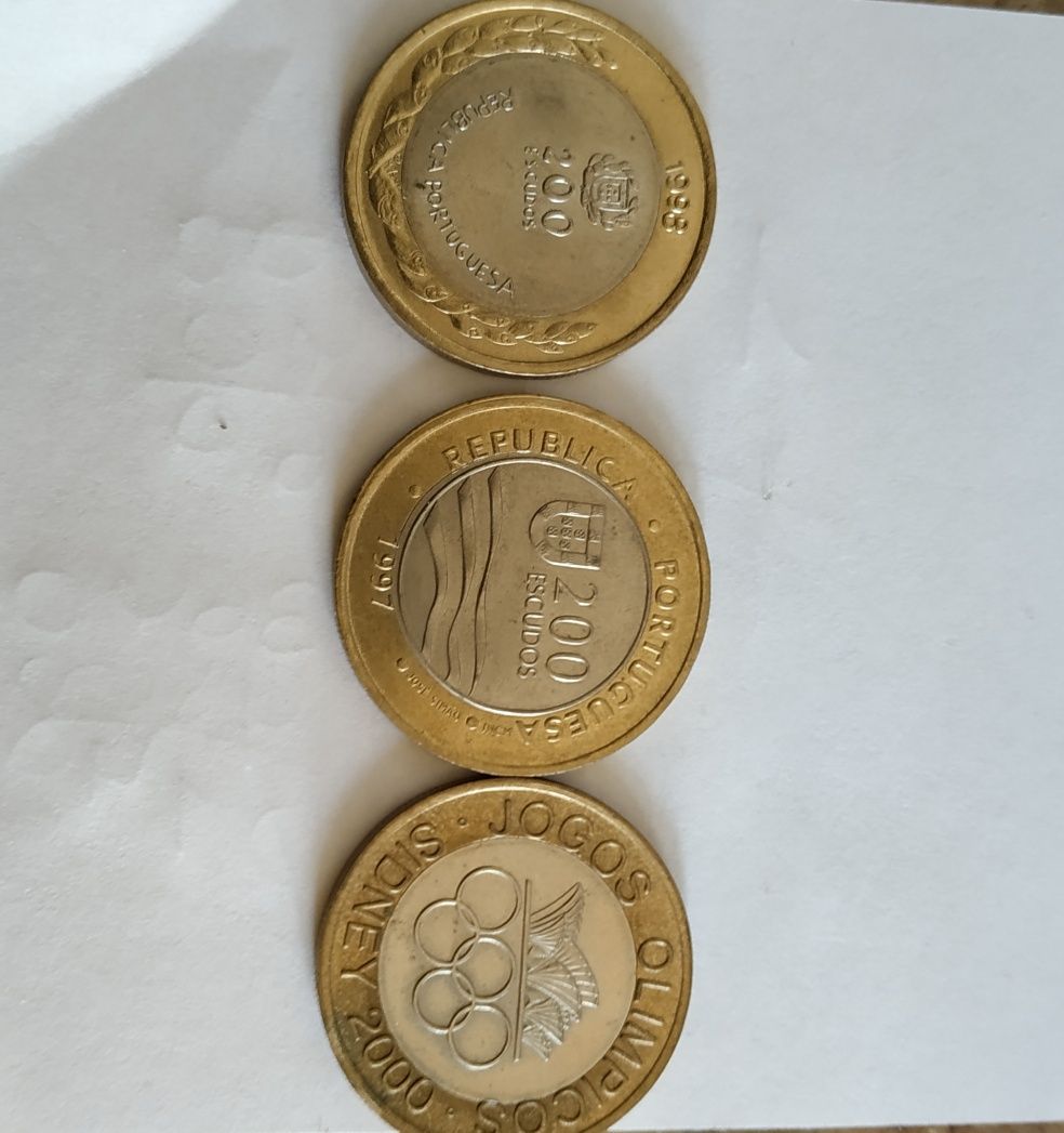 3 moedas de 200 escudos expo 98 e jogos de sidney