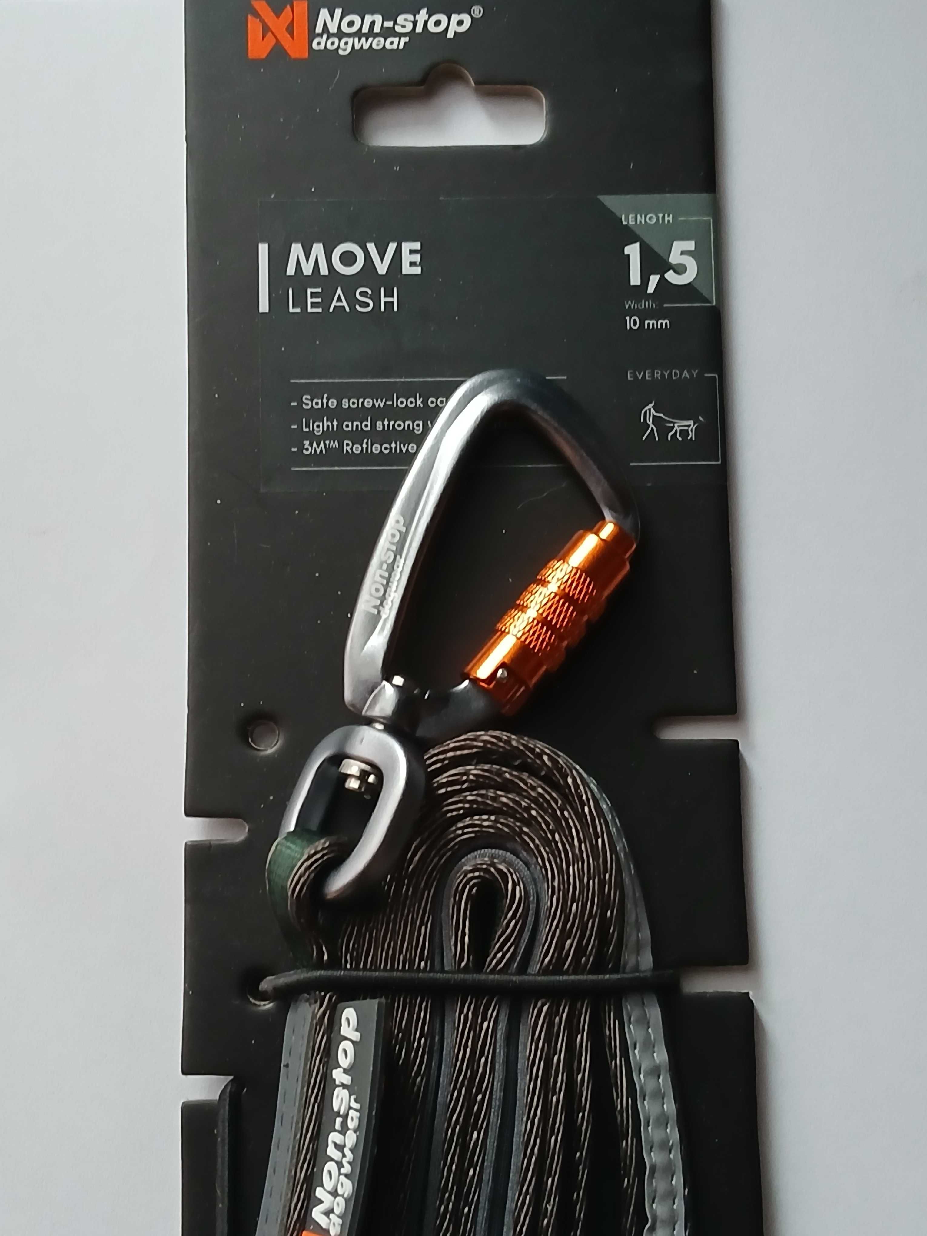 Komfortowa smycz Non-stop dogwear Move Leash 1,5 m*zielona