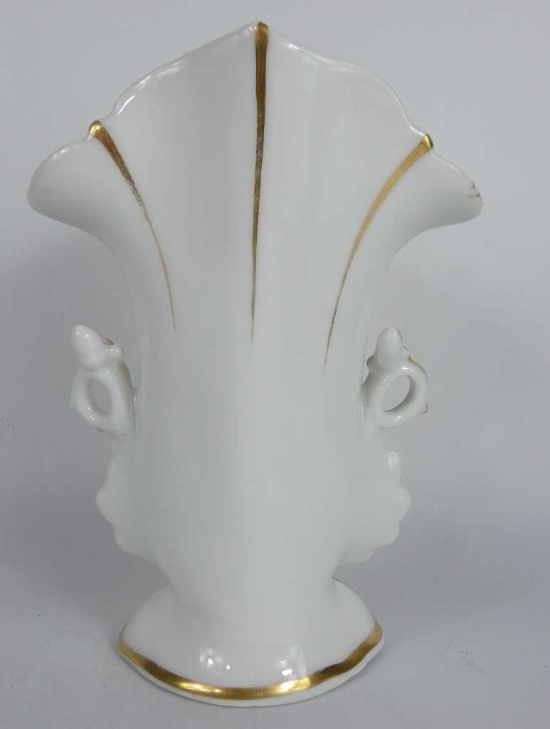 Stary porcelanowy WAZON malowany kwiaty bogate złocenia Biedermeier