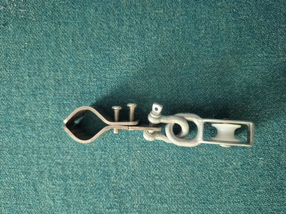 Uchwyt do rolety tarasowej, nierdzewny na rurkę, karabińczyk, bloczek