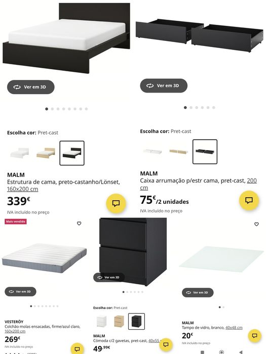 Cama+2 gavetões+2 cómodas+colchão