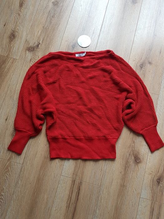 L 40 NA-KD sweter damski motyl bawełna akryl sweterek bawełniany czerw