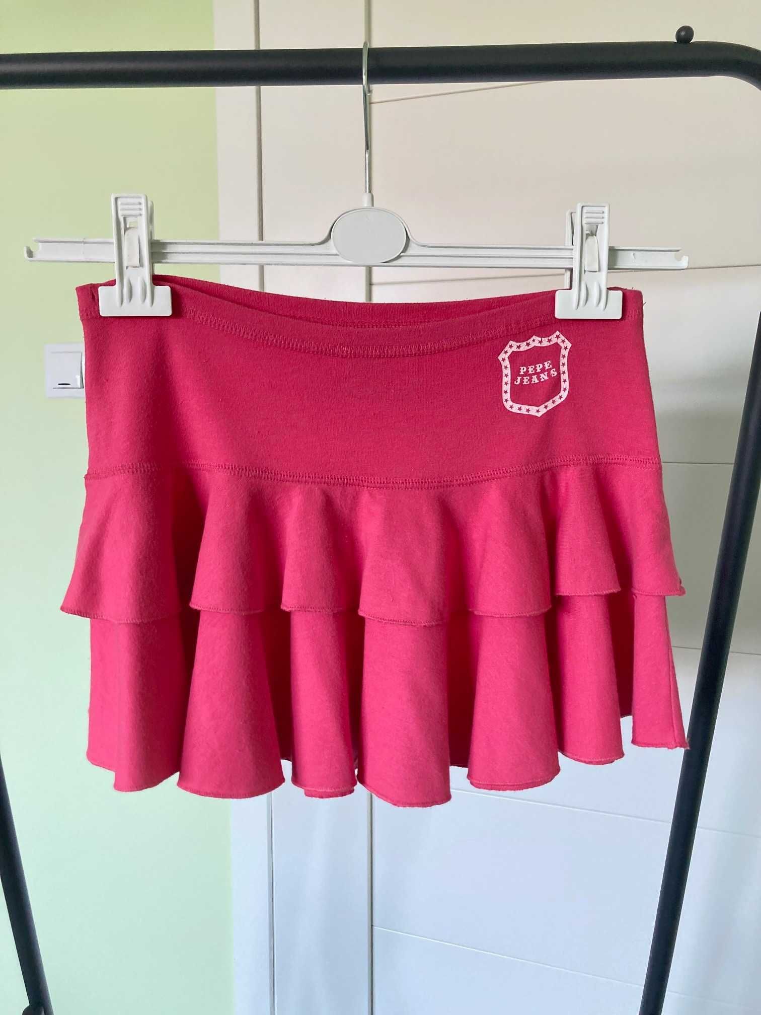 Mini różowa spódnica z falbankami Pepe Jeans różowa XS S