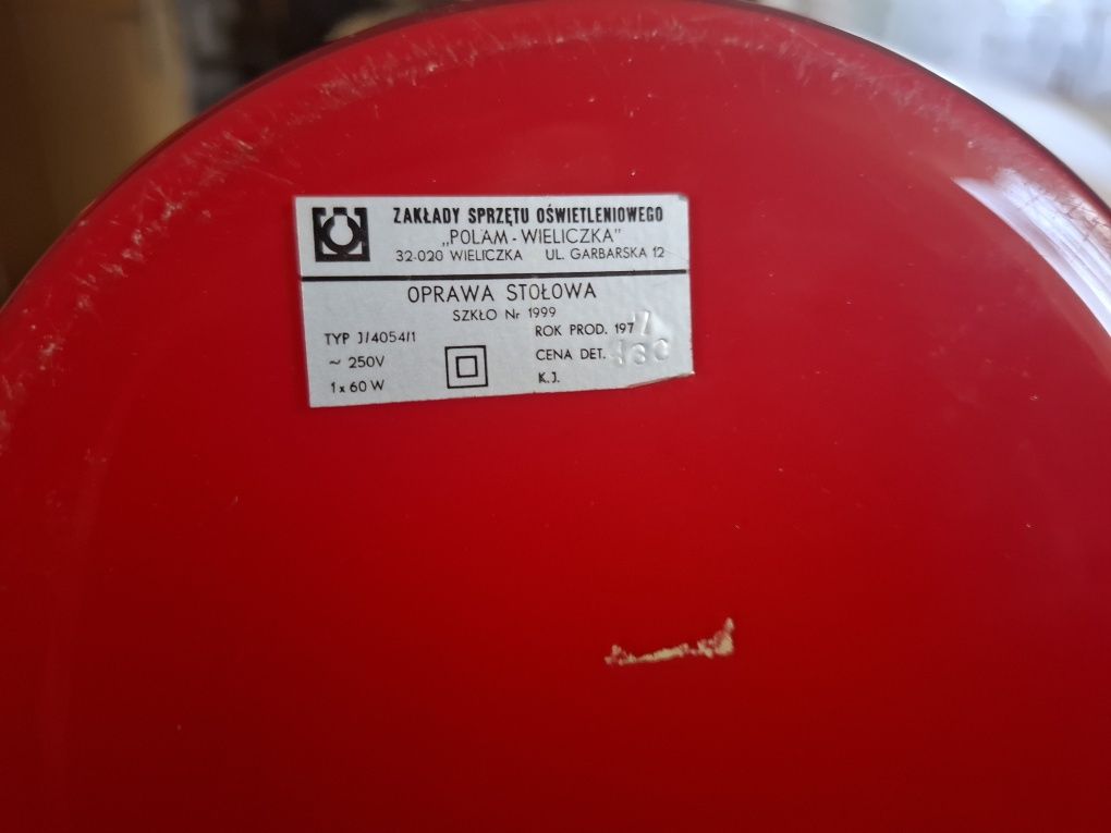 Lampa szklana Polam Wieliczka- PRL