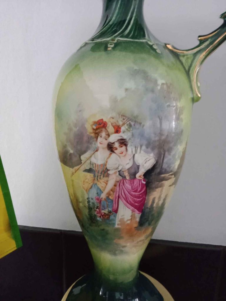 Antyk Angielska kolekcjonerska porcelana dzban wazon vintage pejzaż