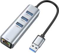 Adapter USB 3.0 na Ethernet, 3-portowy koncentrator USB