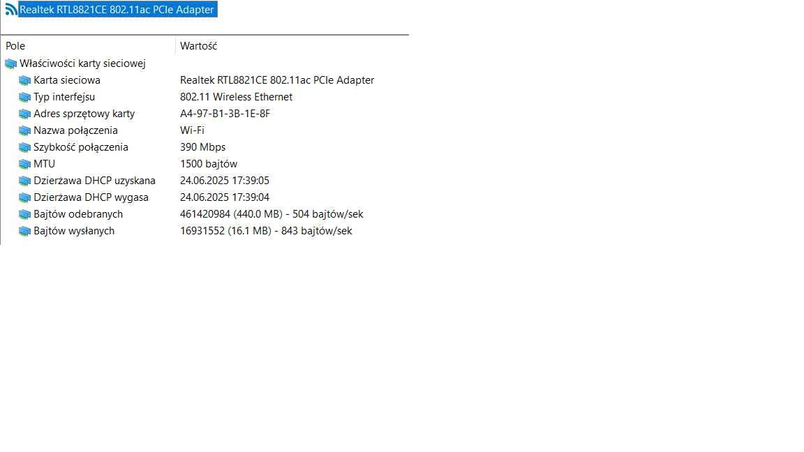 karta WI-FI Realtek  RTL8821CE wi-fi 5