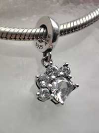 charms zawieszka srebro 925 kryształowa łapka